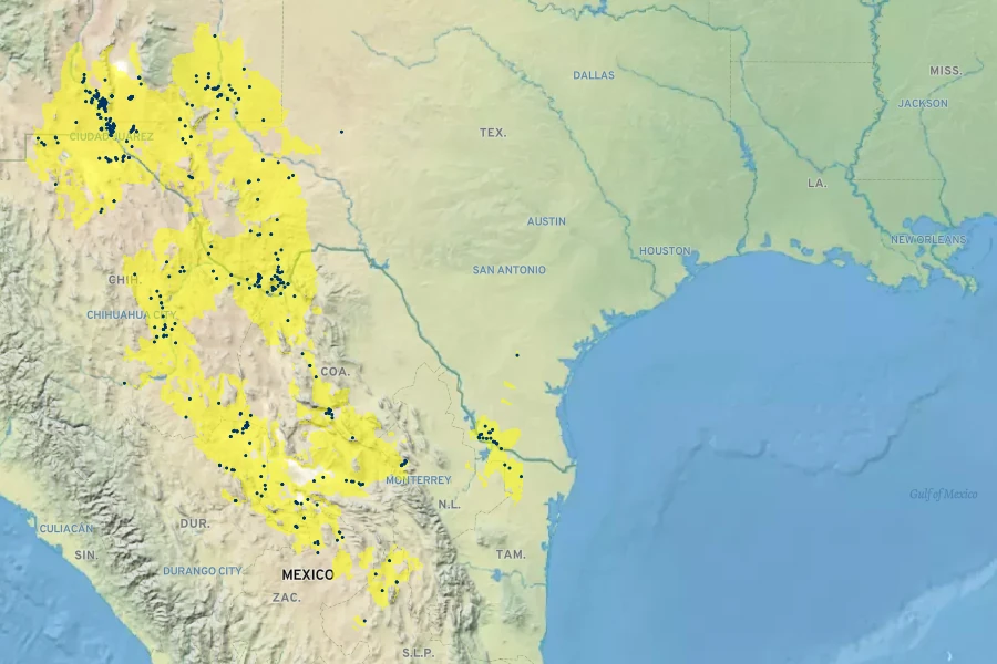 Coryphantha macromeris Native Range