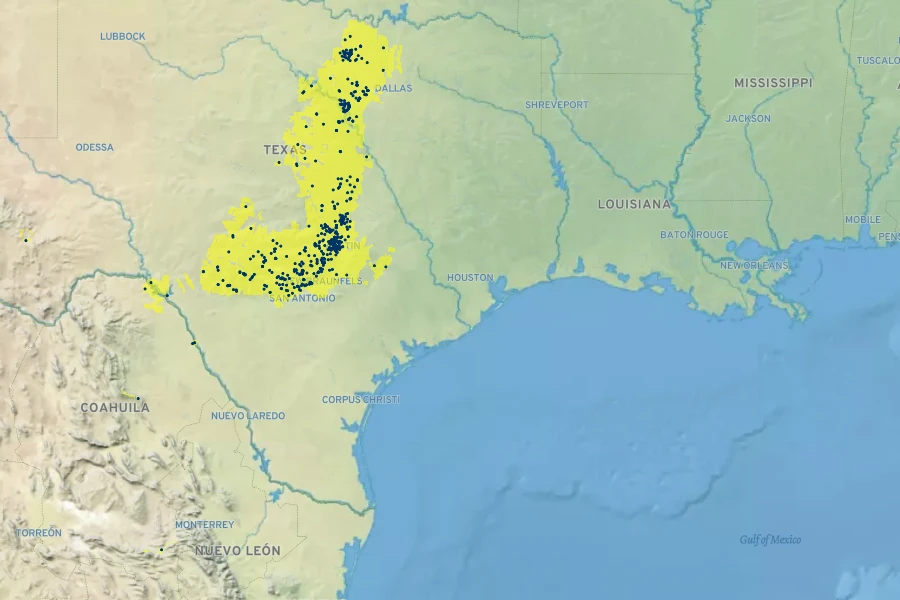 Coryphantha sulcata Native Range