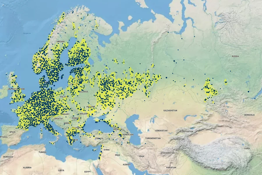 Cota tinctoria Native Range