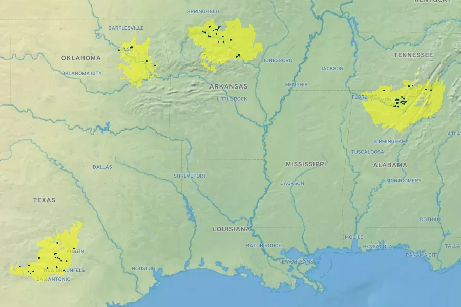 Cotinus obovatus Native Range