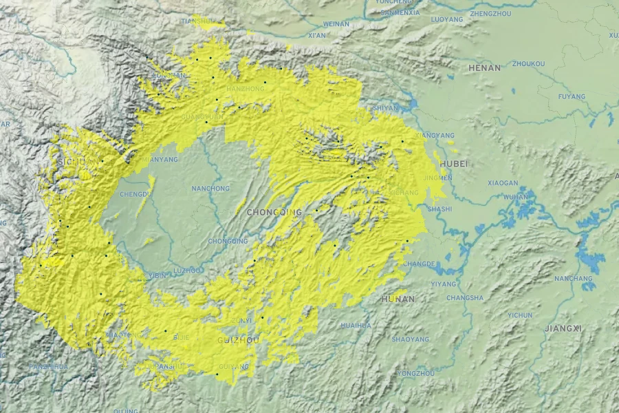 Cotoneaster horizontalis var. perpusillus Native Range