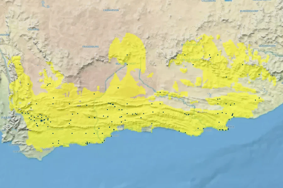Crassula pubescens Native Range