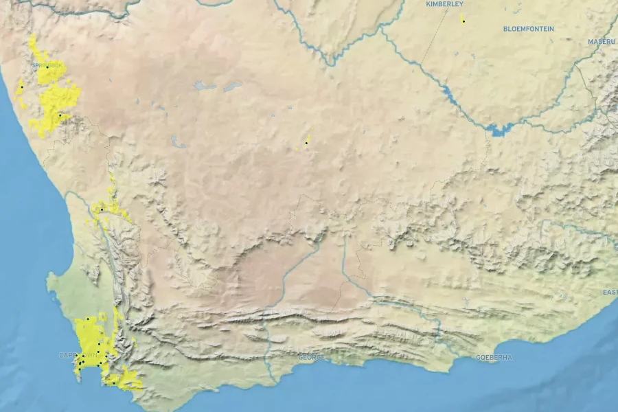 Crassula thunbergiana Native Range