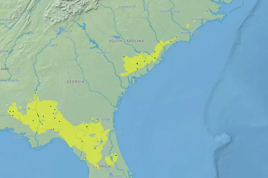 Crataegus aestivalis Native Range