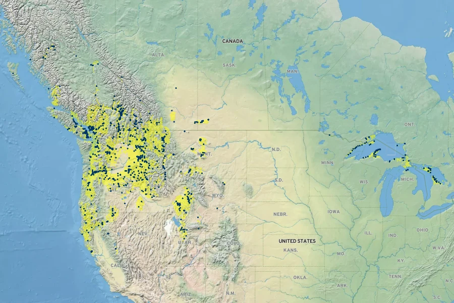 Crataegus douglasii Native Range