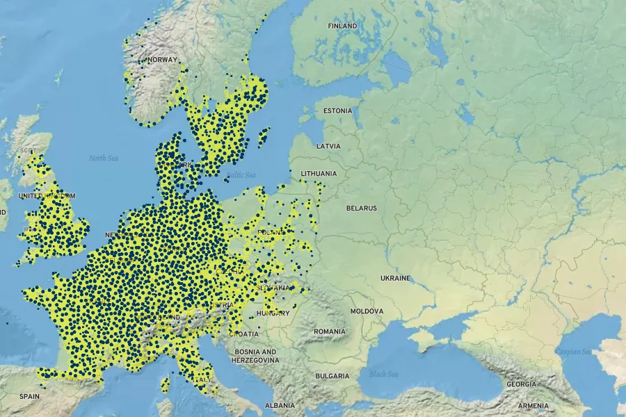 Crataegus laevigata Native Range