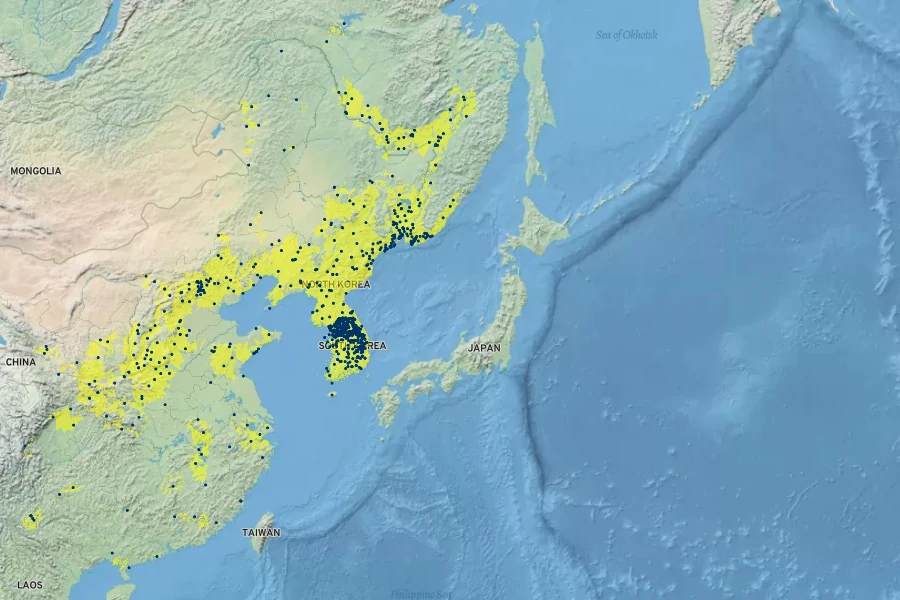 Crataegus pinnatifida Native Range