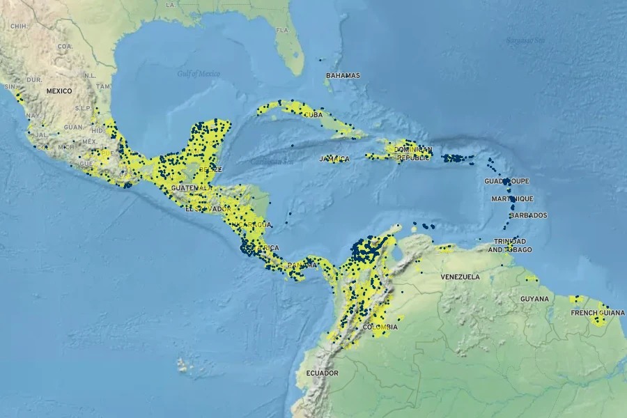Crescentia cujete Native Range