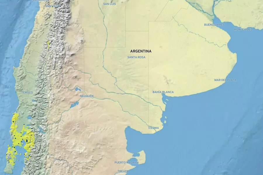 Crinodendron hookerianum Native Range