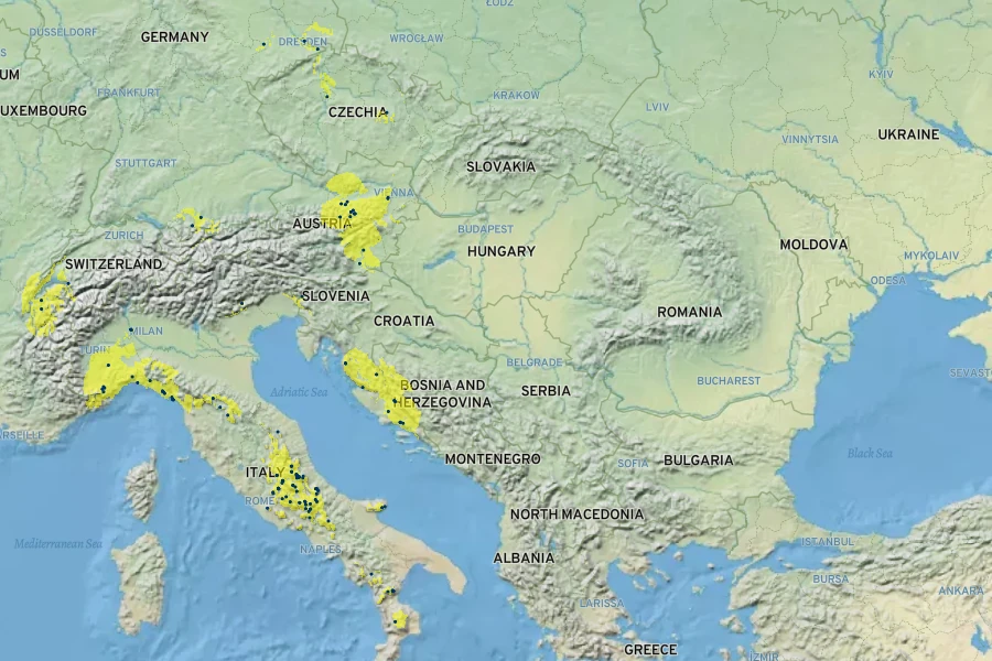 Crocus neapolitanus Native Range
