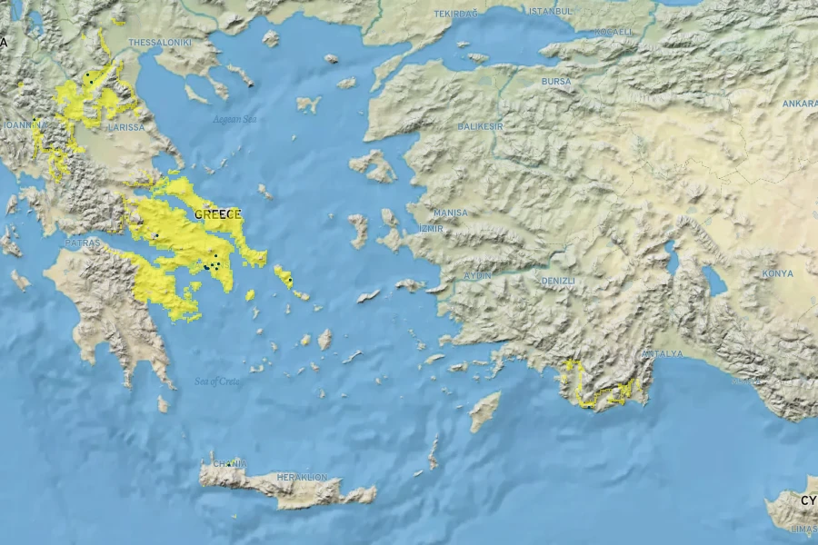 Crocus sativus Native Range