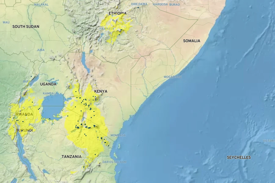 Crotalaria agatiflora Native Range