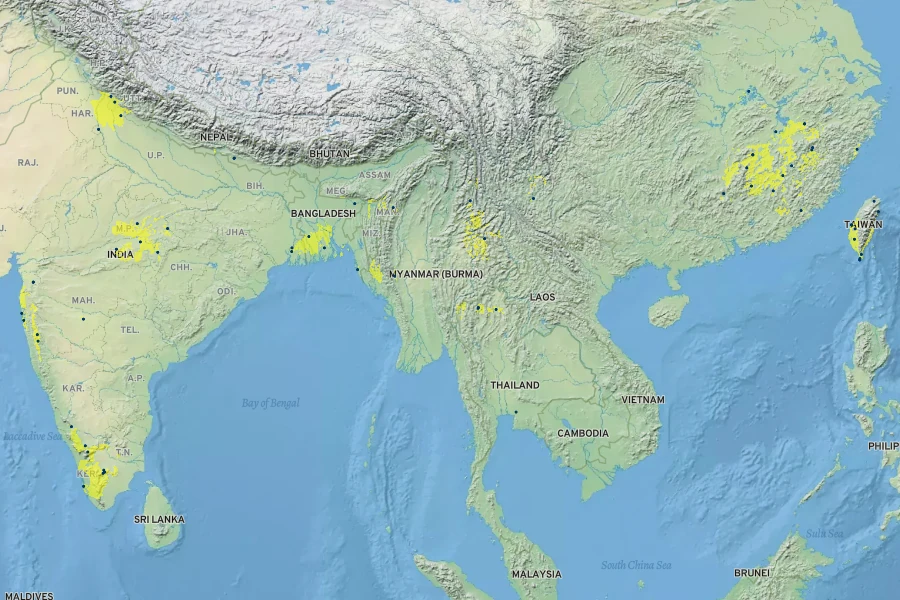 Crotalaria spectabilis Native Range