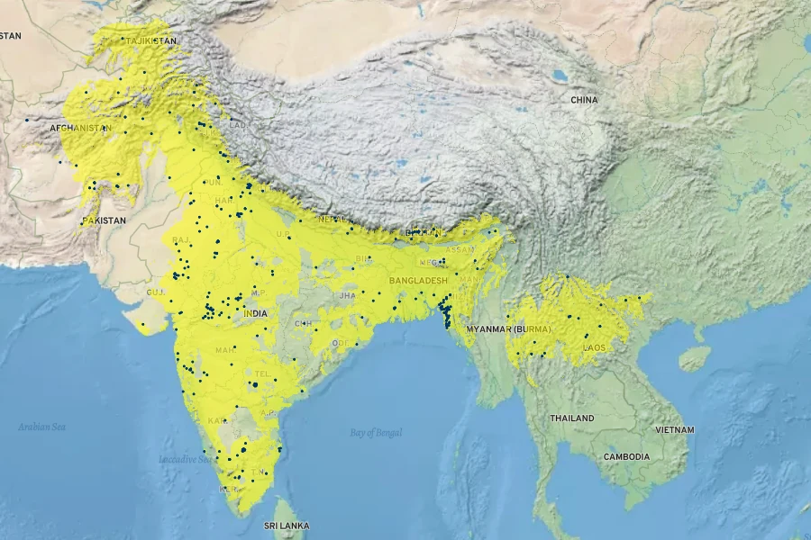 Cucumis sativus Native Range