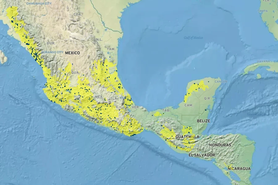 Cucurbita argyrosperma Native Range