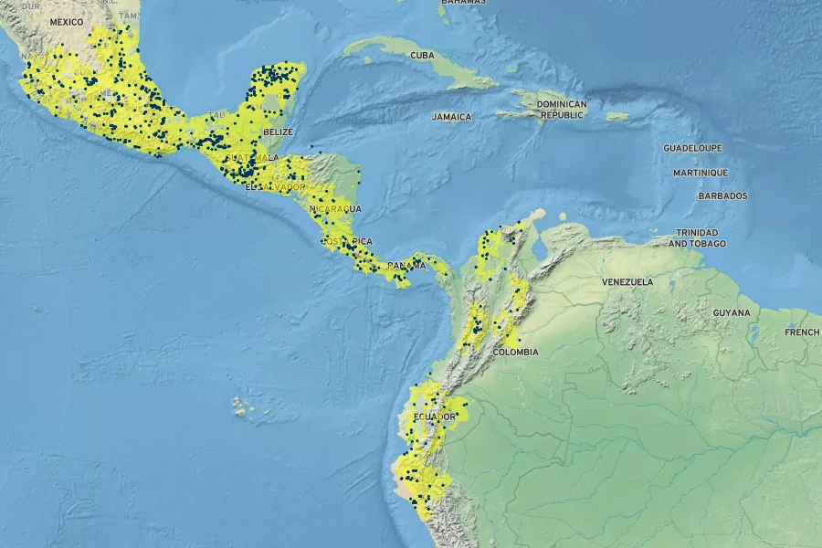 Cucurbita moschata Native Range