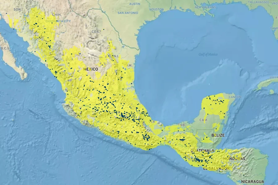 Cucurbita pepo Native Range