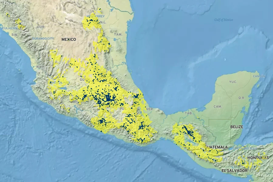 Cuphea aequipetala Native Range