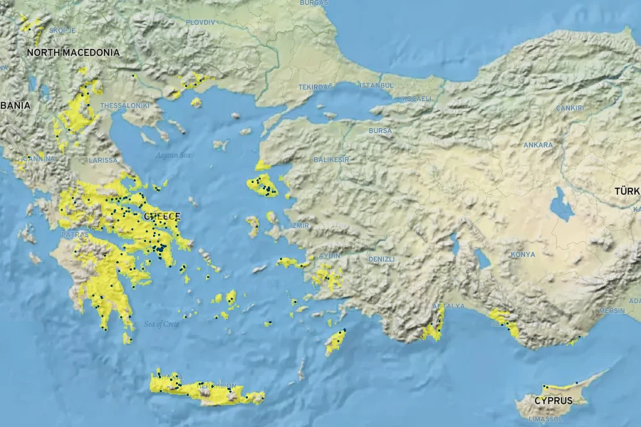 Cyclamen graecum Native Range