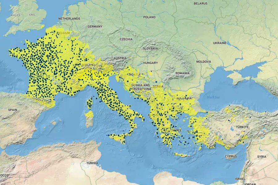 Cyclamen hederifolium Native Range