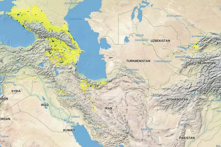 Cydonia oblonga Native Range