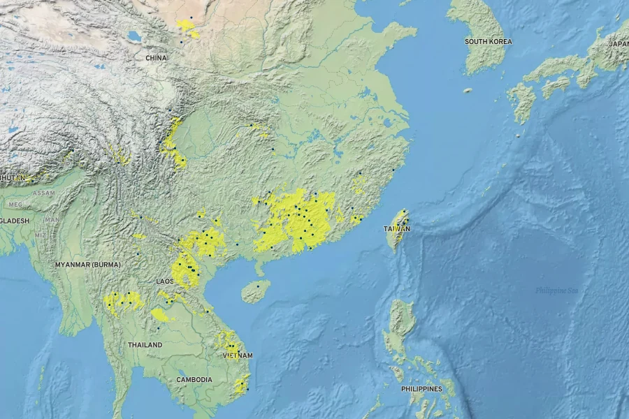 Cymbidium ensifolium Native Range