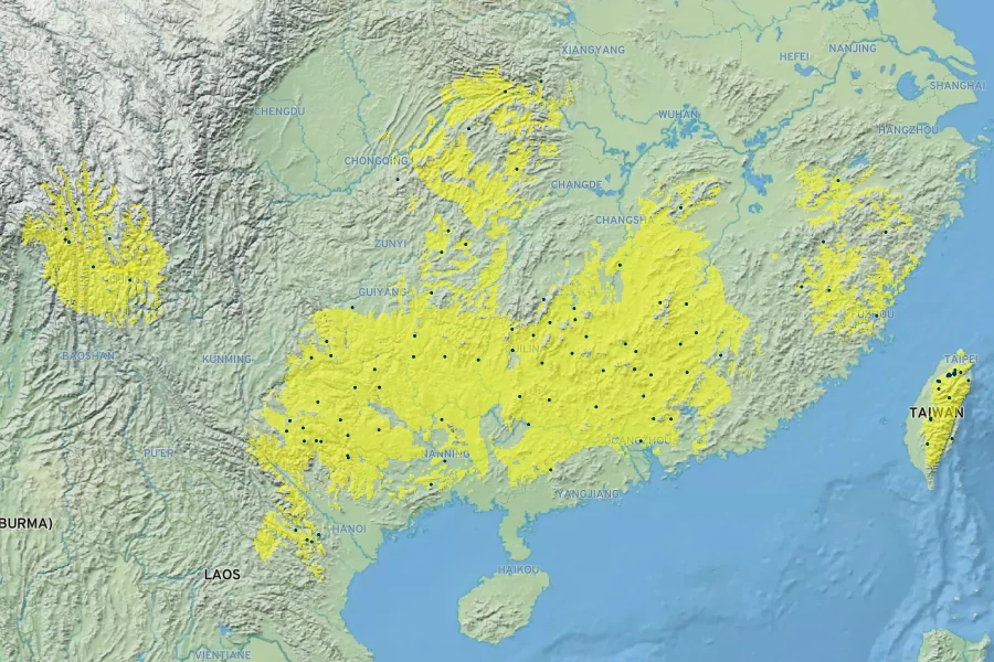 Cymbidium floribundum Native Range