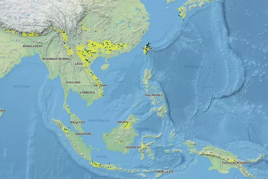 Cymbidium lancifolium Native Range