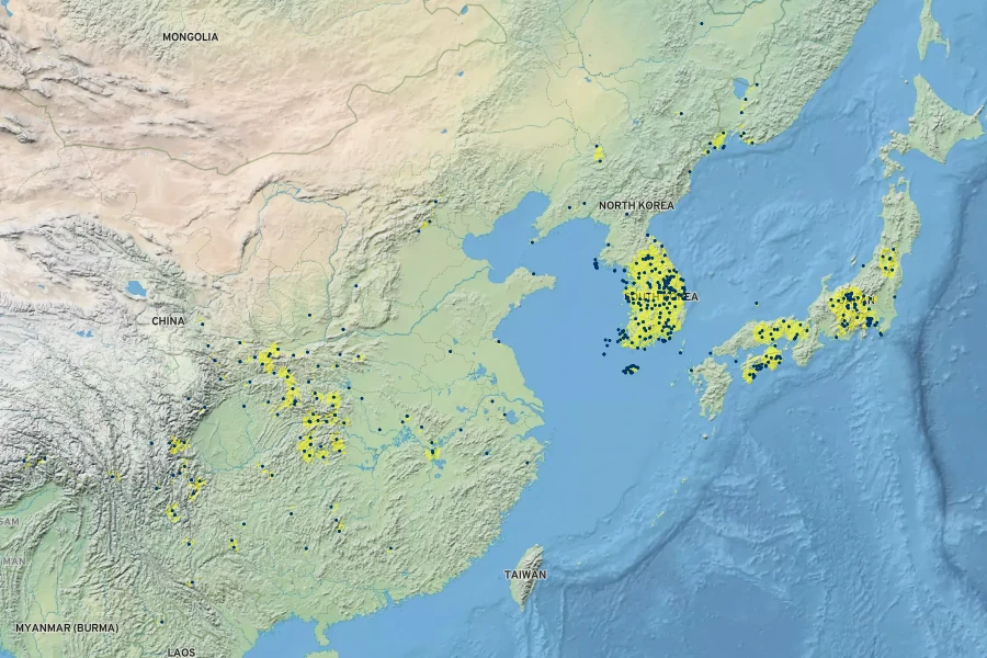 Cynanchum wilfordii Native Range