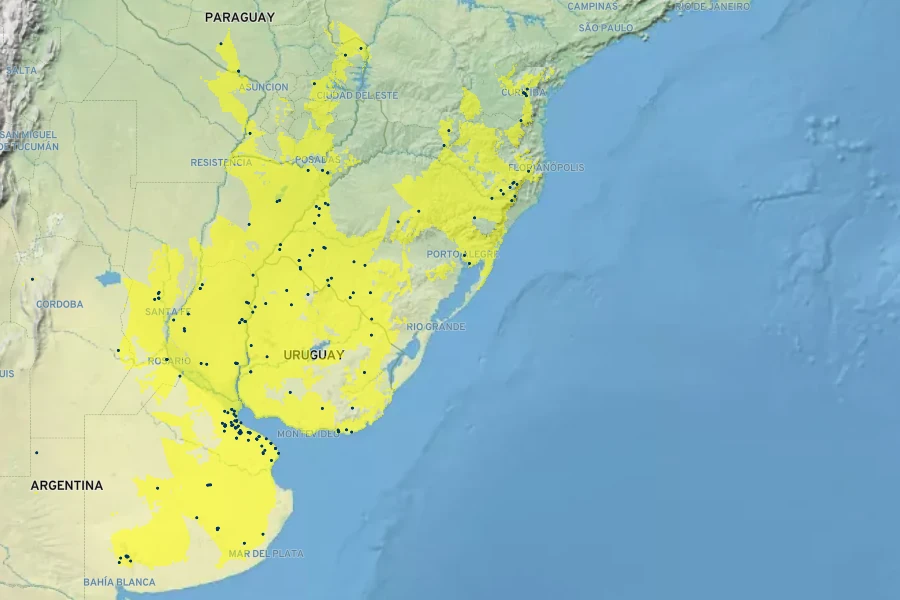 Cypella herbertii Native Range
