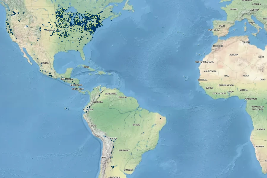 Cyperus bipartitus Native Range