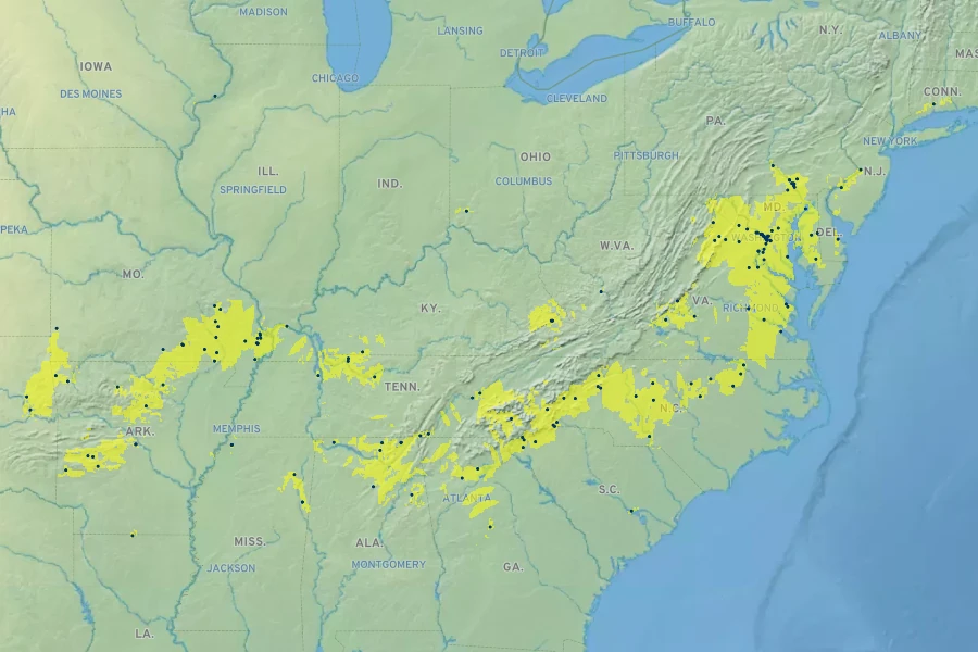 Cyperus lancastriensis Native Range