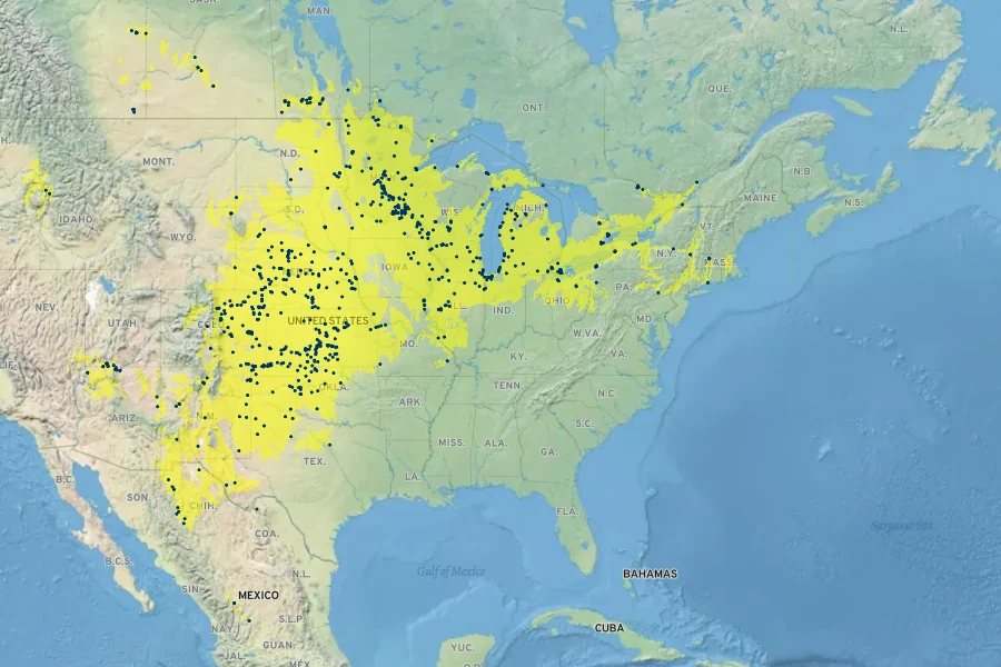 Cyperus schweinitzii Native Range