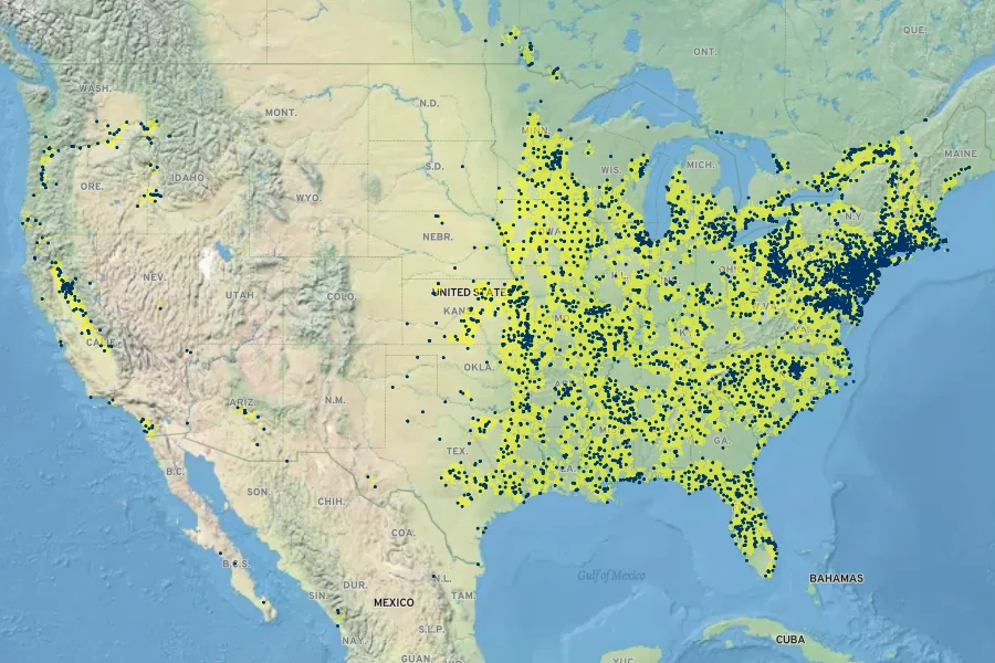 Cyperus strigosus Native Range