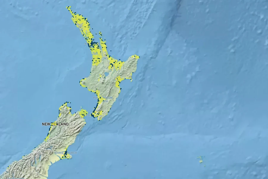 Cyperus ustulatus Native Range