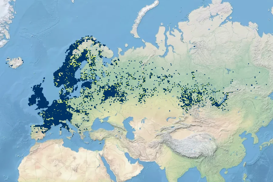 Dactylorhiza maculata subsp. fuchsii Native Range