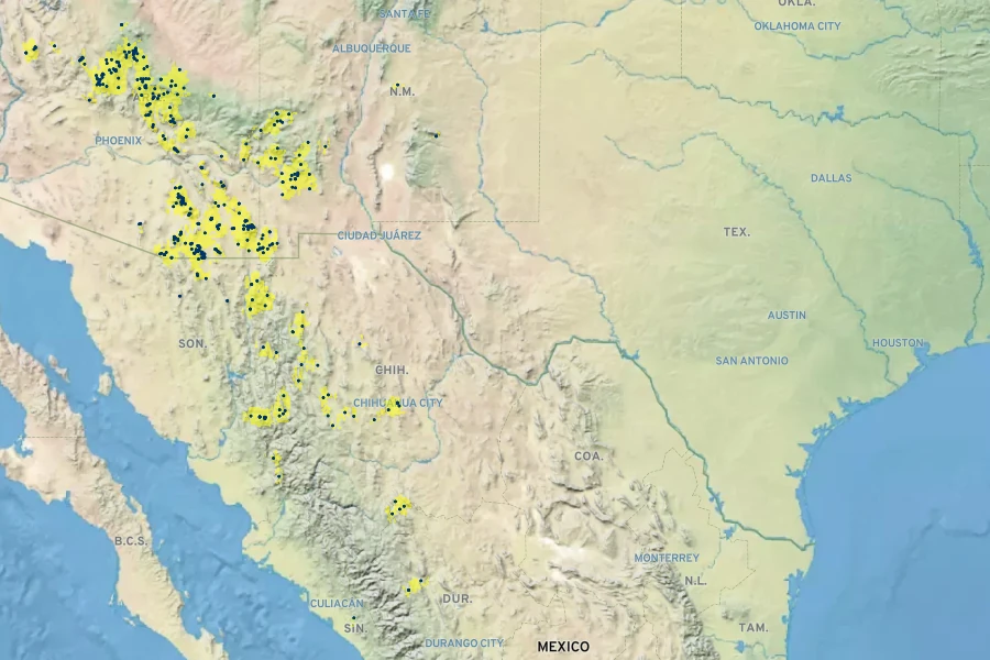 Dalea albiflora Native Range