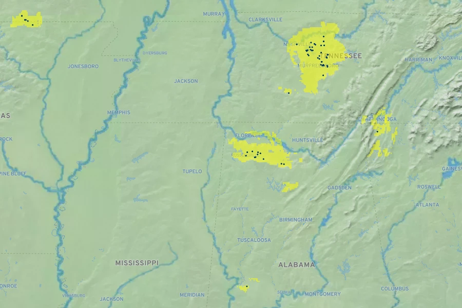 Dalea gattingeri Native Range