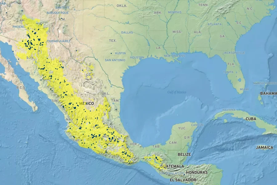 Dalea versicolor Native Range