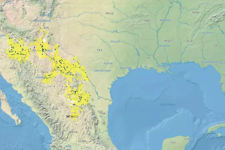 Dalea wrightii Native Range