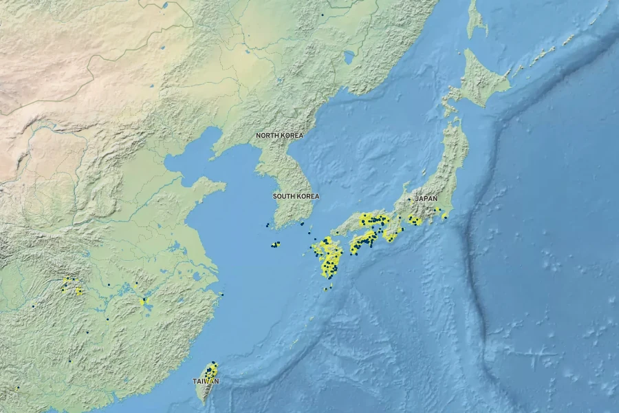 Daphne kiusiana Native Range