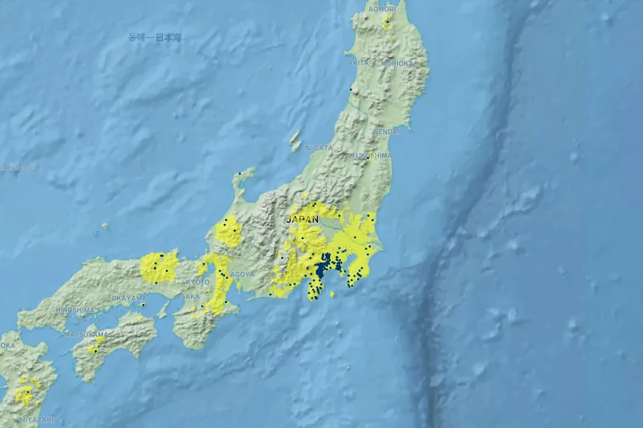 Daphne pseudomezereum Native Range