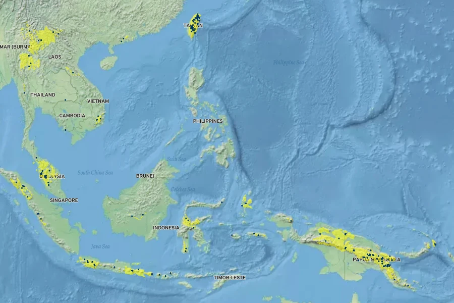 Davallia trichomanoides Native Range