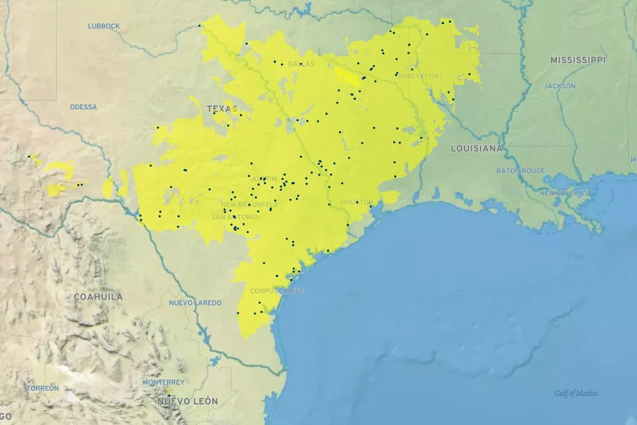 Delphinium carolinianum subsp. vimineum Native Range