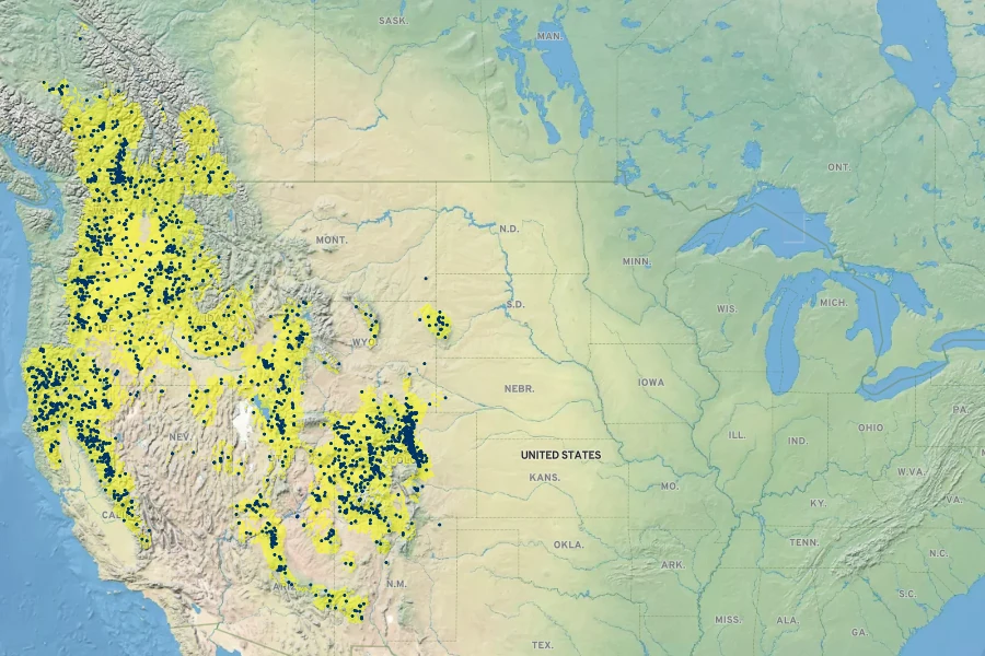 Delphinium nuttallianum Native Range