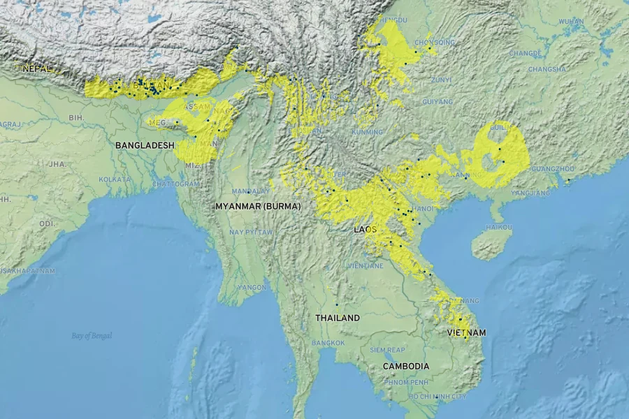 Dendrobium nobile Native Range