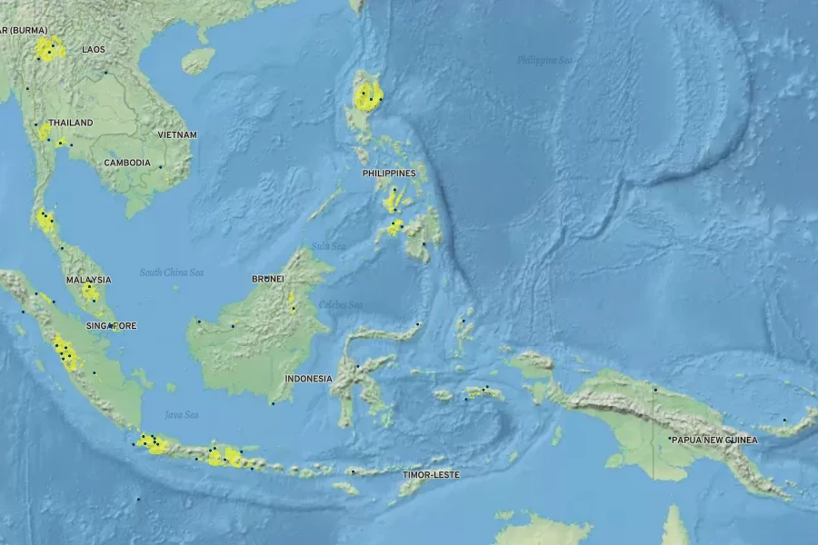 Derris elliptica Native Range