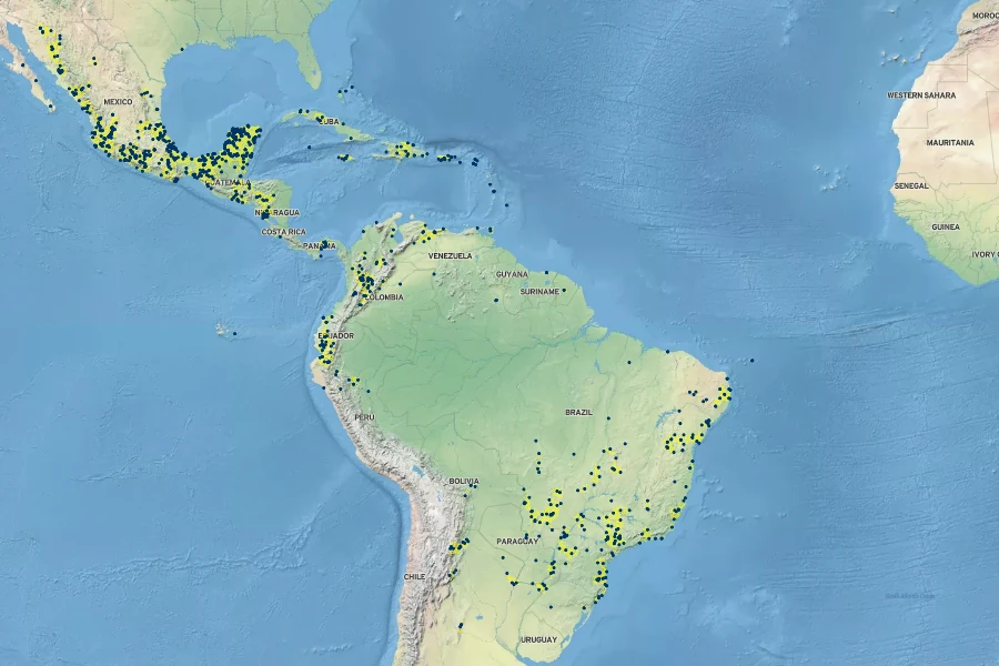 Desmodium tortuosum Native Range