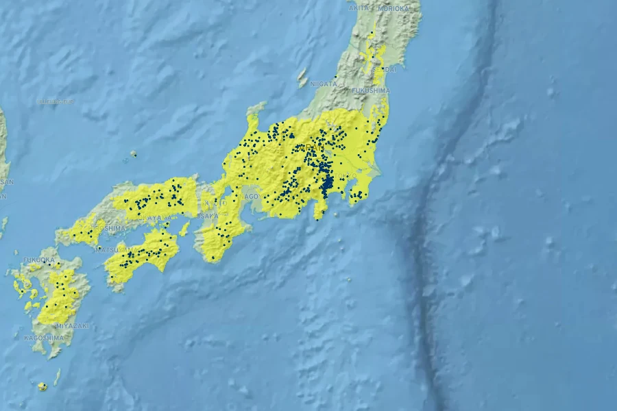 Deutzia gracilis Native Range