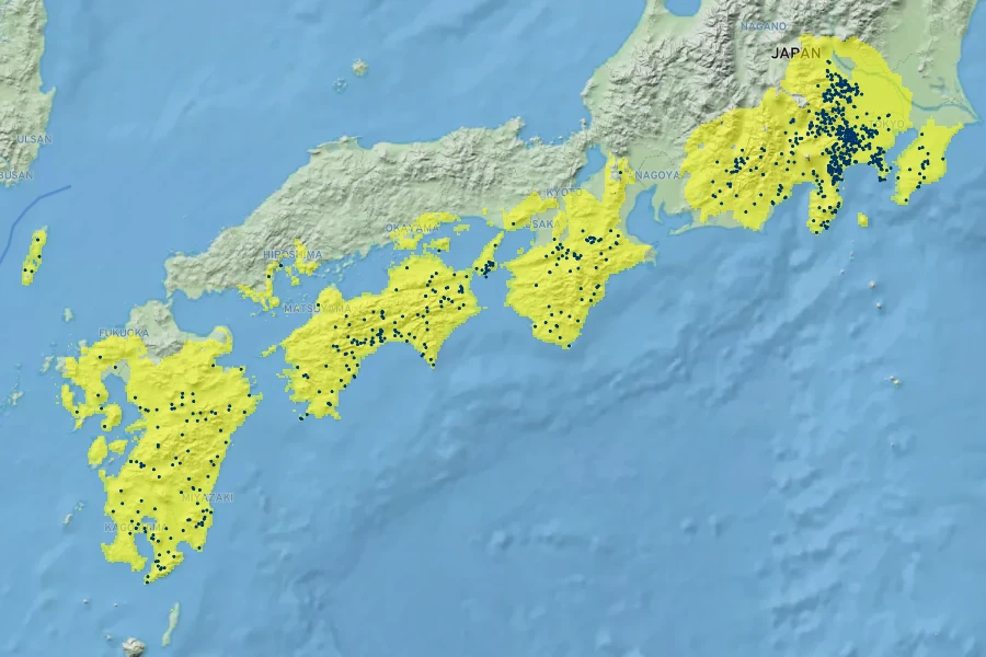 Deutzia scabra Native Range